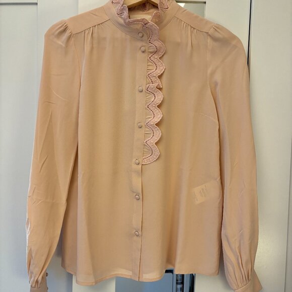 Sezane Chlo Shirt in Powder Pink *BNWT* (100% silk) - Picture 4 of 8